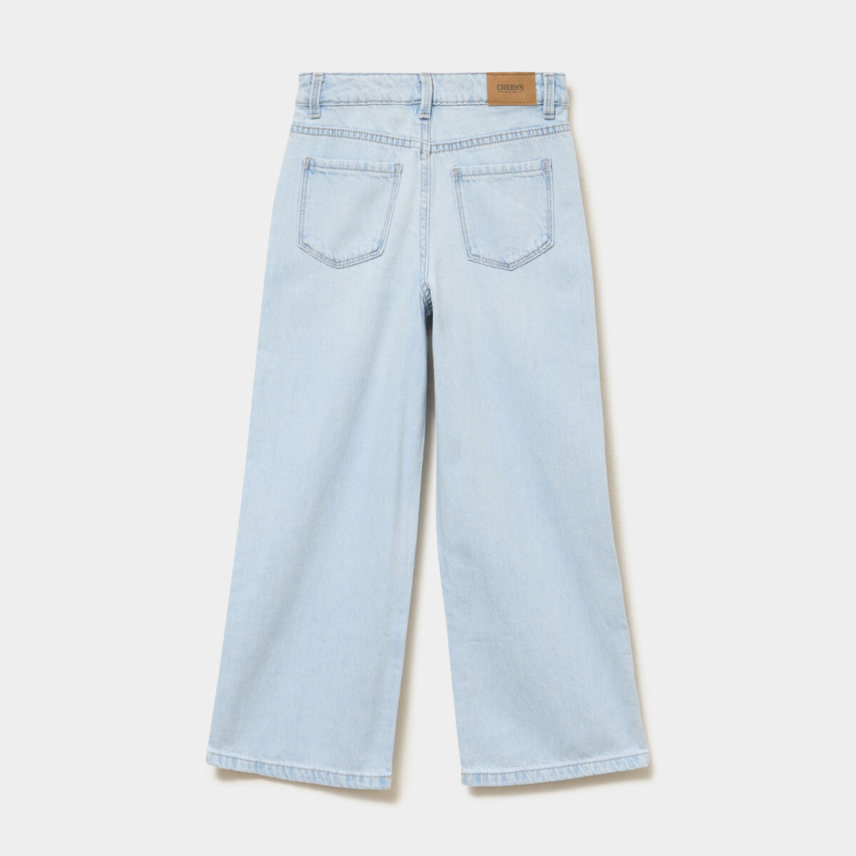 Jean large taille ajustable coton denim bleach fille