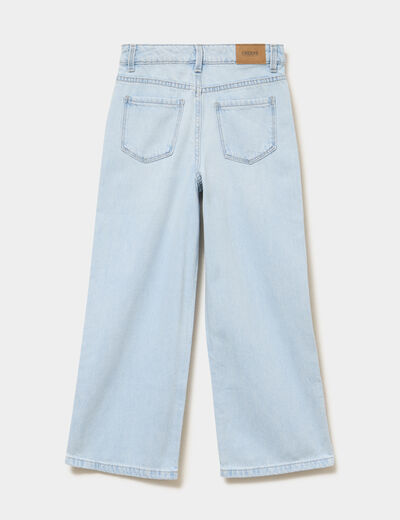 Jean large taille ajustable coton denim bleach fille