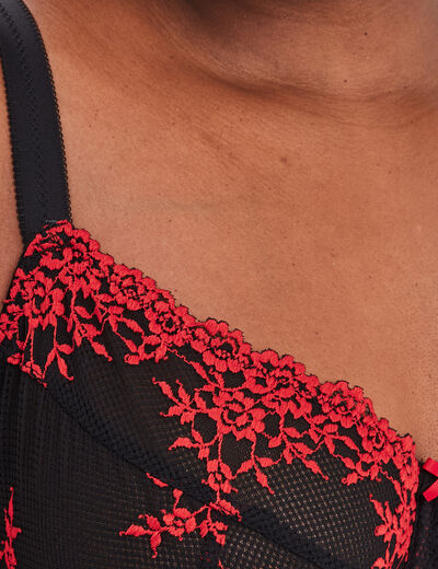 Soutien-gorge corbeille en dentelle rouge femme grande taille