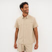 Chemise d&eacute;perlante droite stretch beige homme