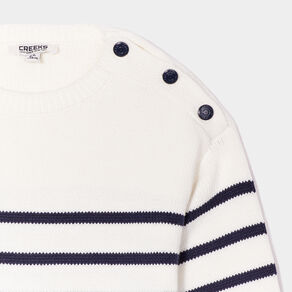 pull mariniere epaule boutonnee creeks ecru fille Pull marinière épaule boutonnée Creeks ecru fille