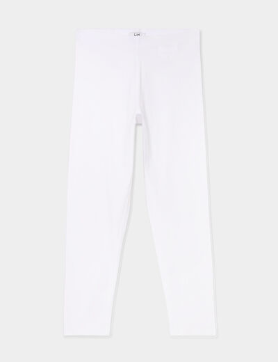 Legging 7/8 &egrave;me taille &eacute;lastiqu&eacute;e blanc femme