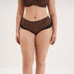 Shorty microfibre empi&egrave;cements dentelle marron femme grande taille