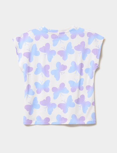 T-shirt manches courtes coton ecru fille