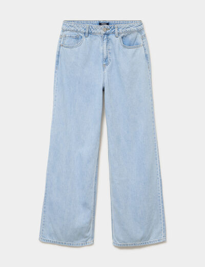 Jeans extra wide leg taille haute denim triple stone femme