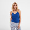 Haut de pyjama débardeur col V bleu electrique femme