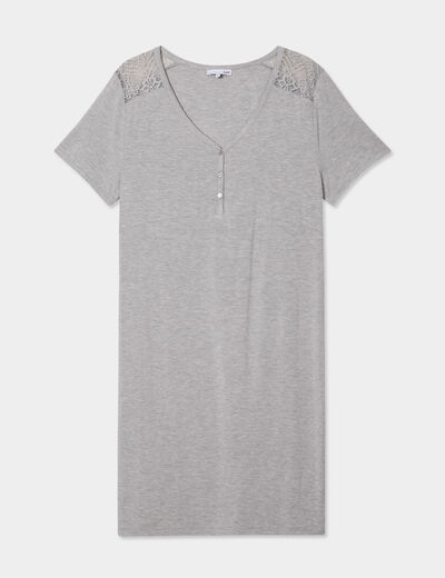 Chemise de nuit dentelle aux épaules gris clair femme