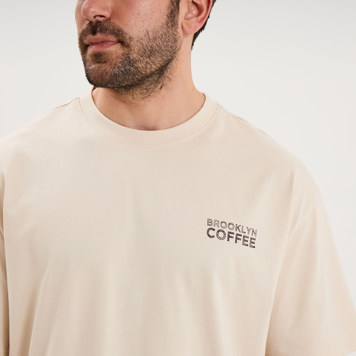 T-shirt relax manches courtes coton ecru homme