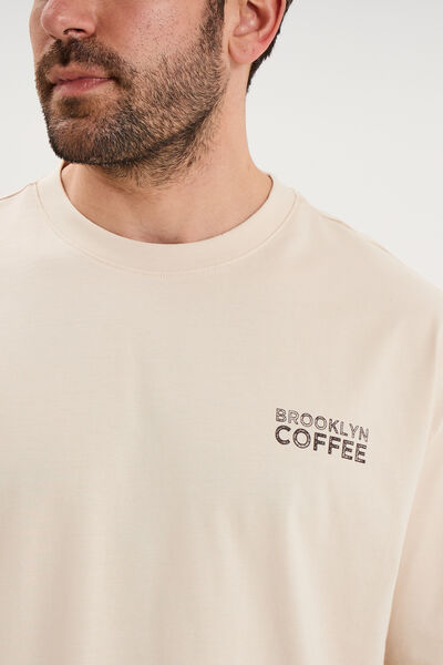 T-shirt relax manches courtes coton ecru homme