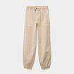 Pantalon cargo droit cropped lyocell beige femme