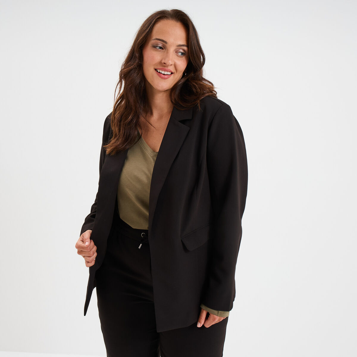 Veste blazer oversize noir femme grande taille