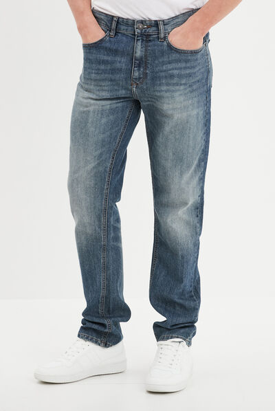 Jeans straight effet délavé denim dirty homme