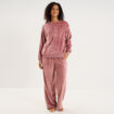 Haut de pyjama sweat polaire torsad&eacute; rose framboise femme