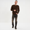 Pull col rond manches longues marron fonc&eacute; homme