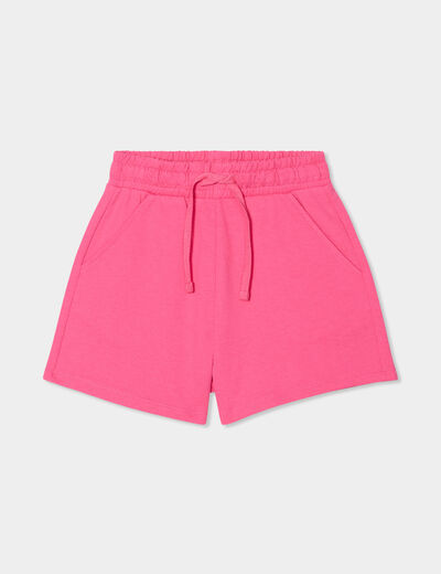 Short de jogging taille élastiquée rose fushia fille