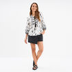 Blouse col tunisien manches ballons ecru femme