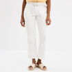 Pantalon regular fluide ceinture blanc femme