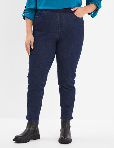 Jeans straight 7/8ème taille haute denim blue black femme grande taille