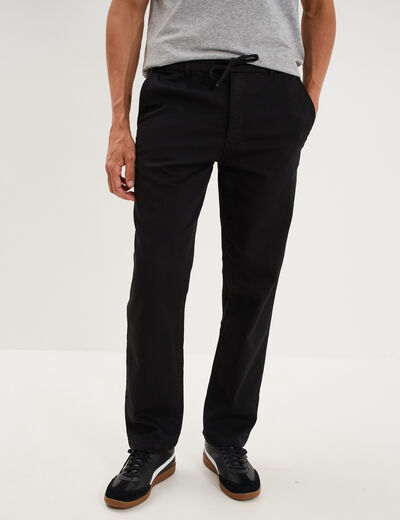 Pantalon chino droit confort noir homme