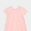 Robe tulle et sequins manches courtes rose clair fille