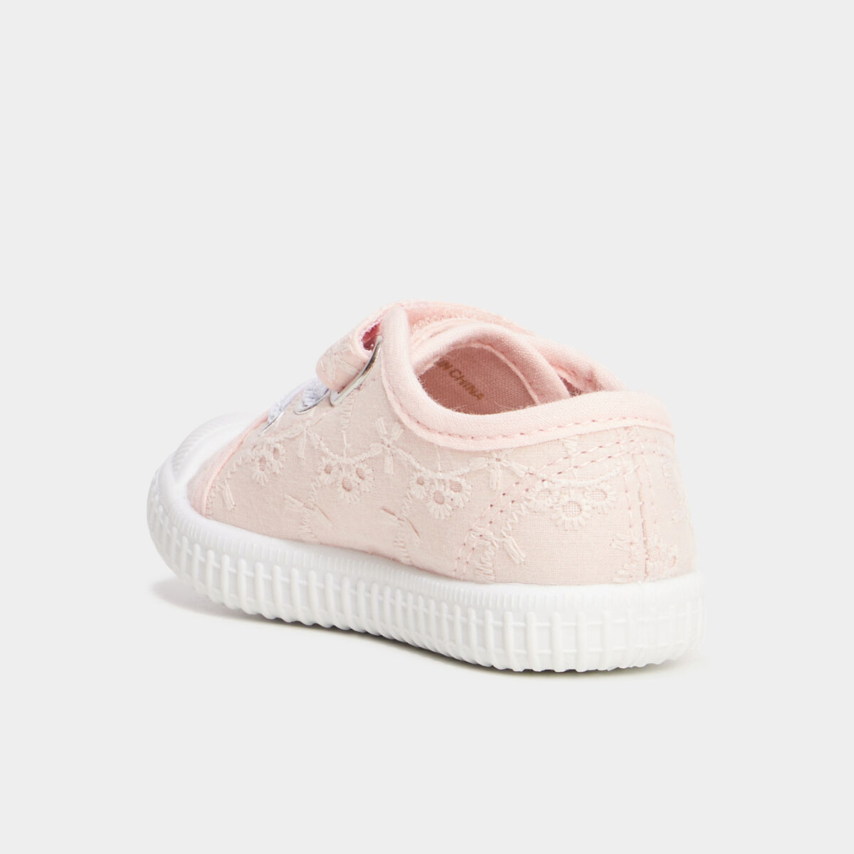 Tennis basses en toile broderie rose bébé fille