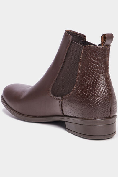 Bottines élastiquées plates marron femme