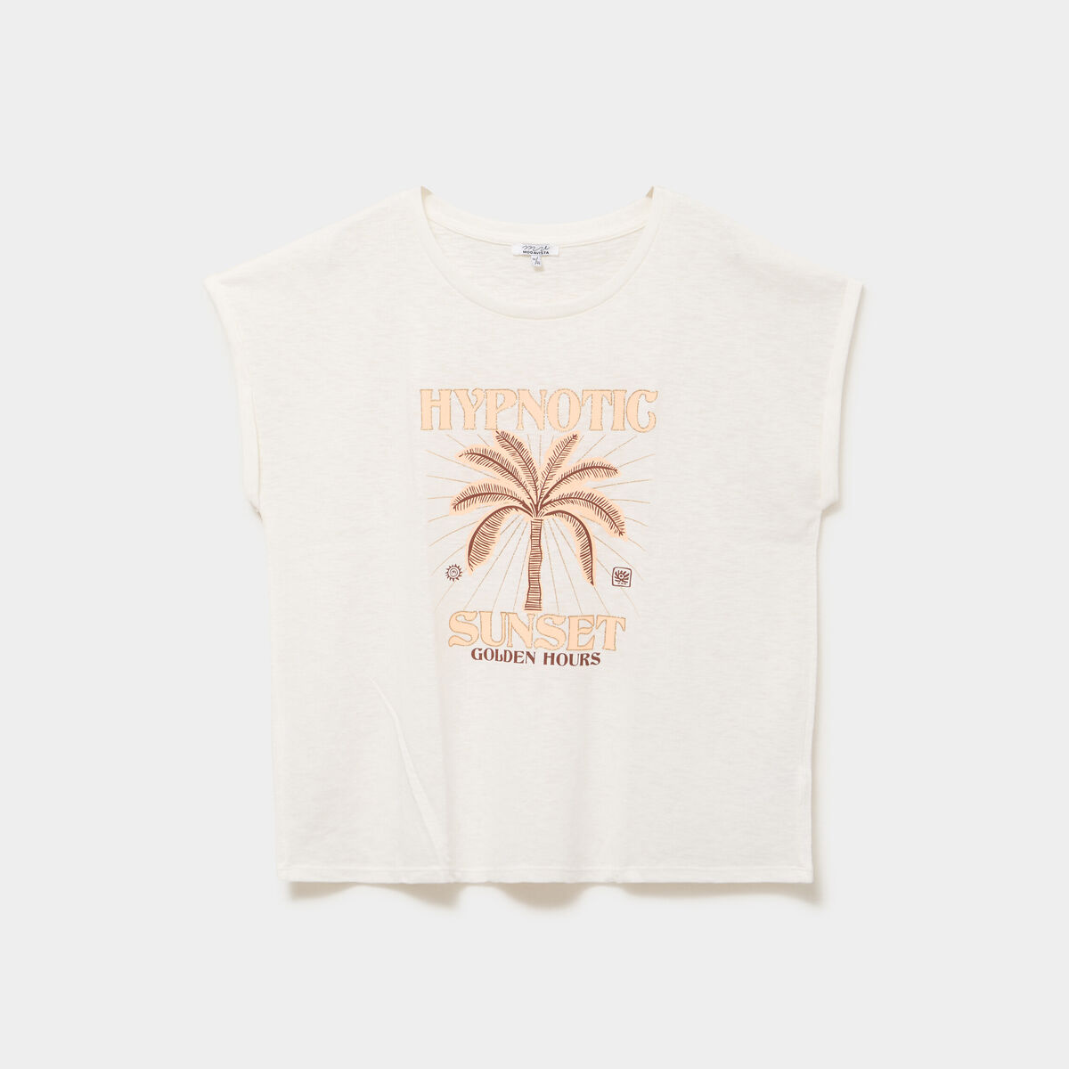 T-shirt droit manches courtes col rond blanc femme grande taille