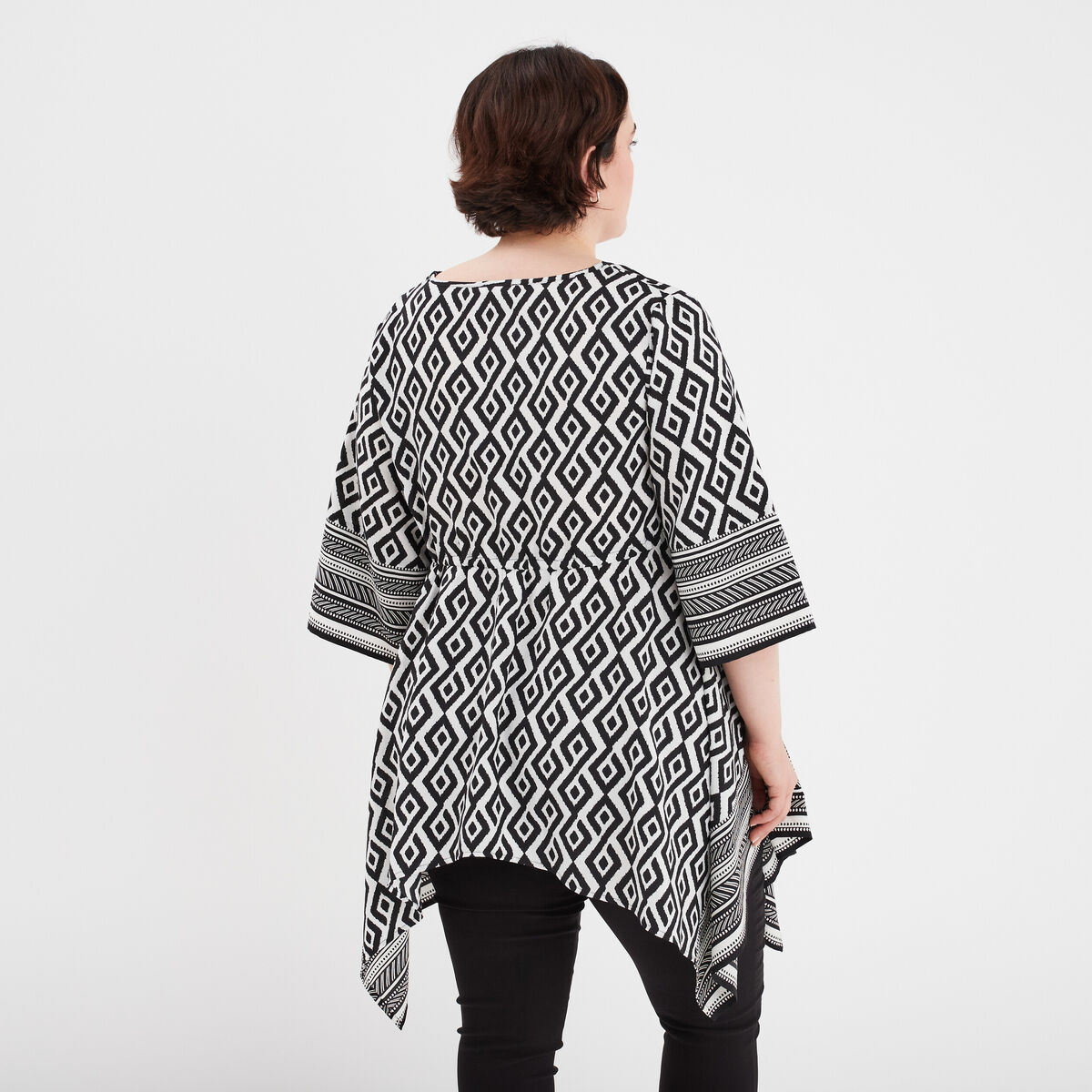 Tunique droite asymétrique ecru femme grande taille