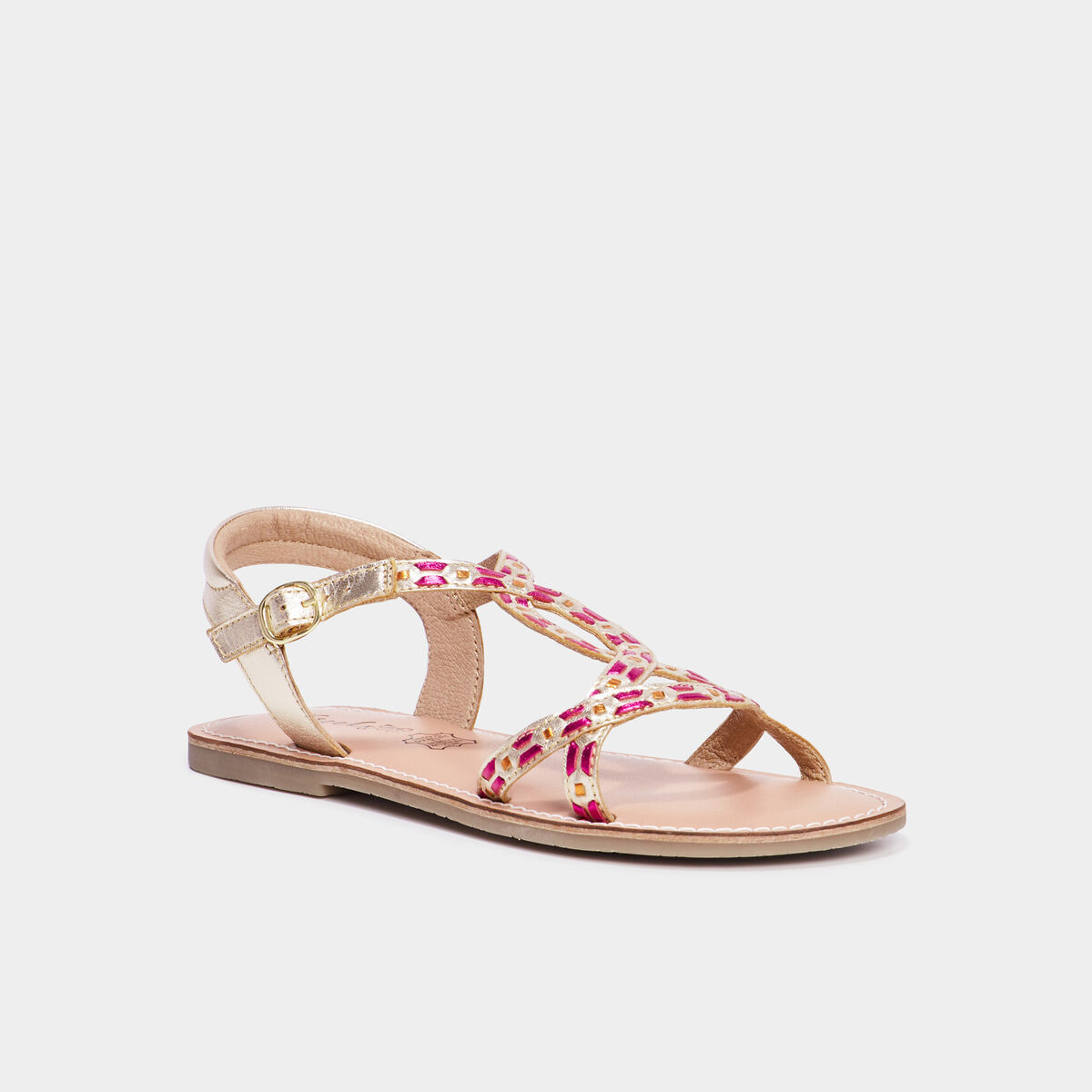 Sandales plates m&eacute;tallis&eacute;es cuir Creeks multicolore fille