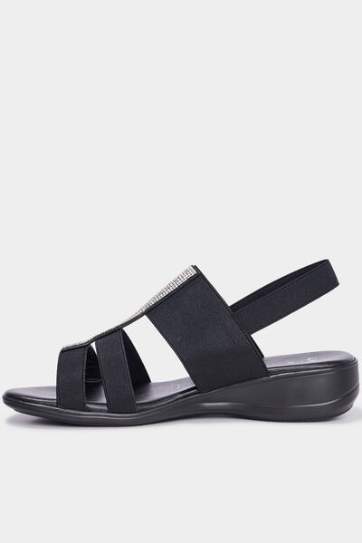 Sandales talons compens&eacute;s noir femme