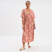 Robe midi cordons taille évasée terracotta femme