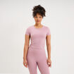 T-shirt de sport court ajust&eacute; mauve femme