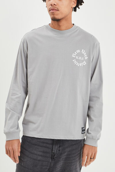 T-shirt manches longues gris clair homme