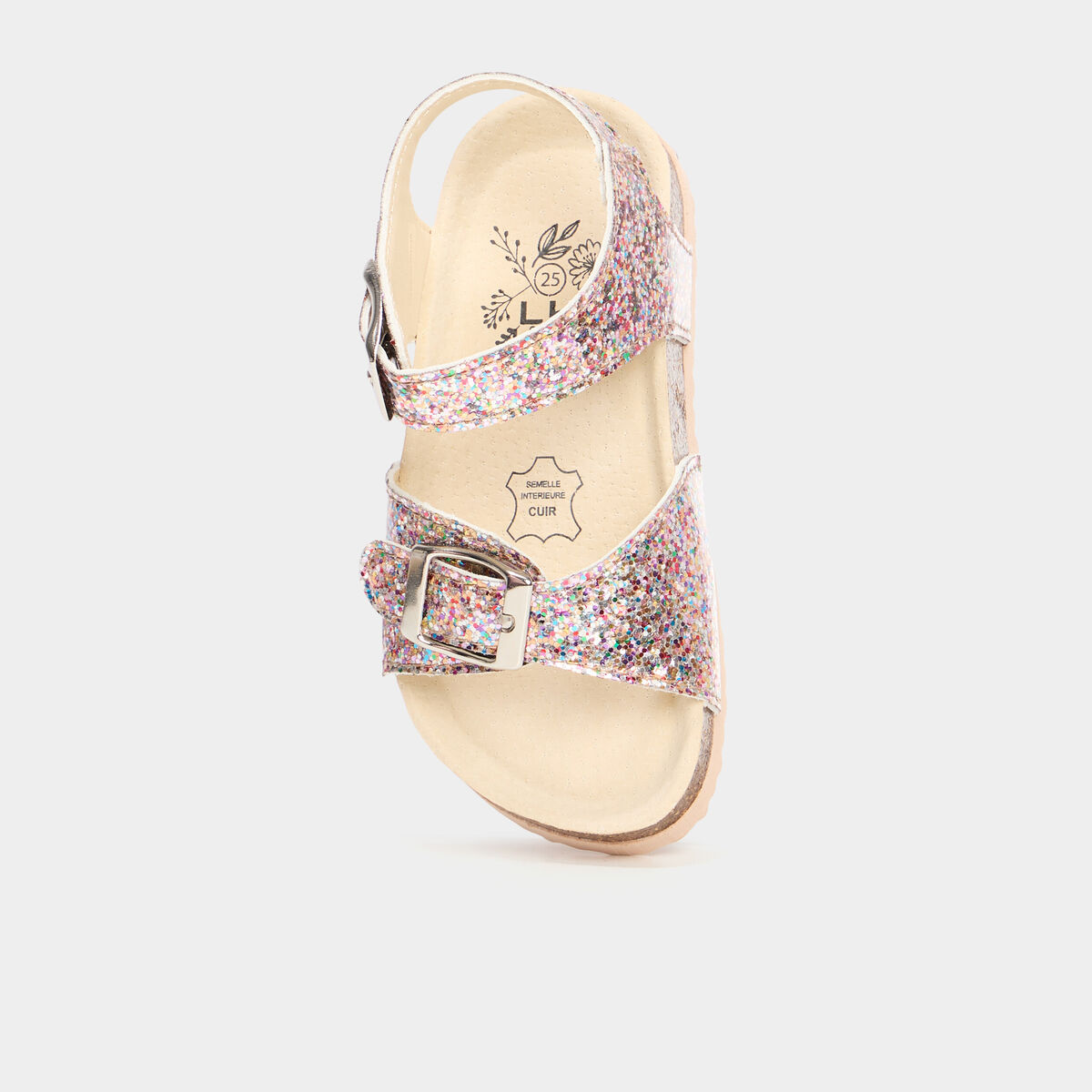 Sandales &agrave; paillettes multicolore fille