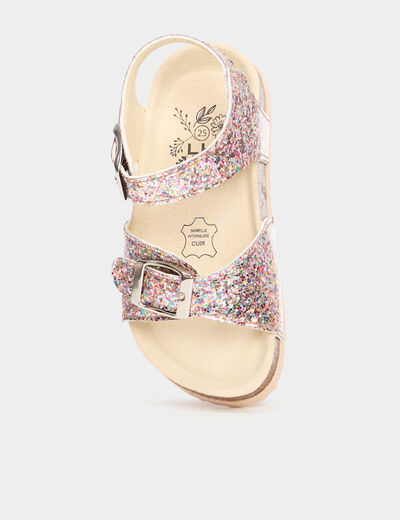 Sandales &agrave; paillettes multicolore fille