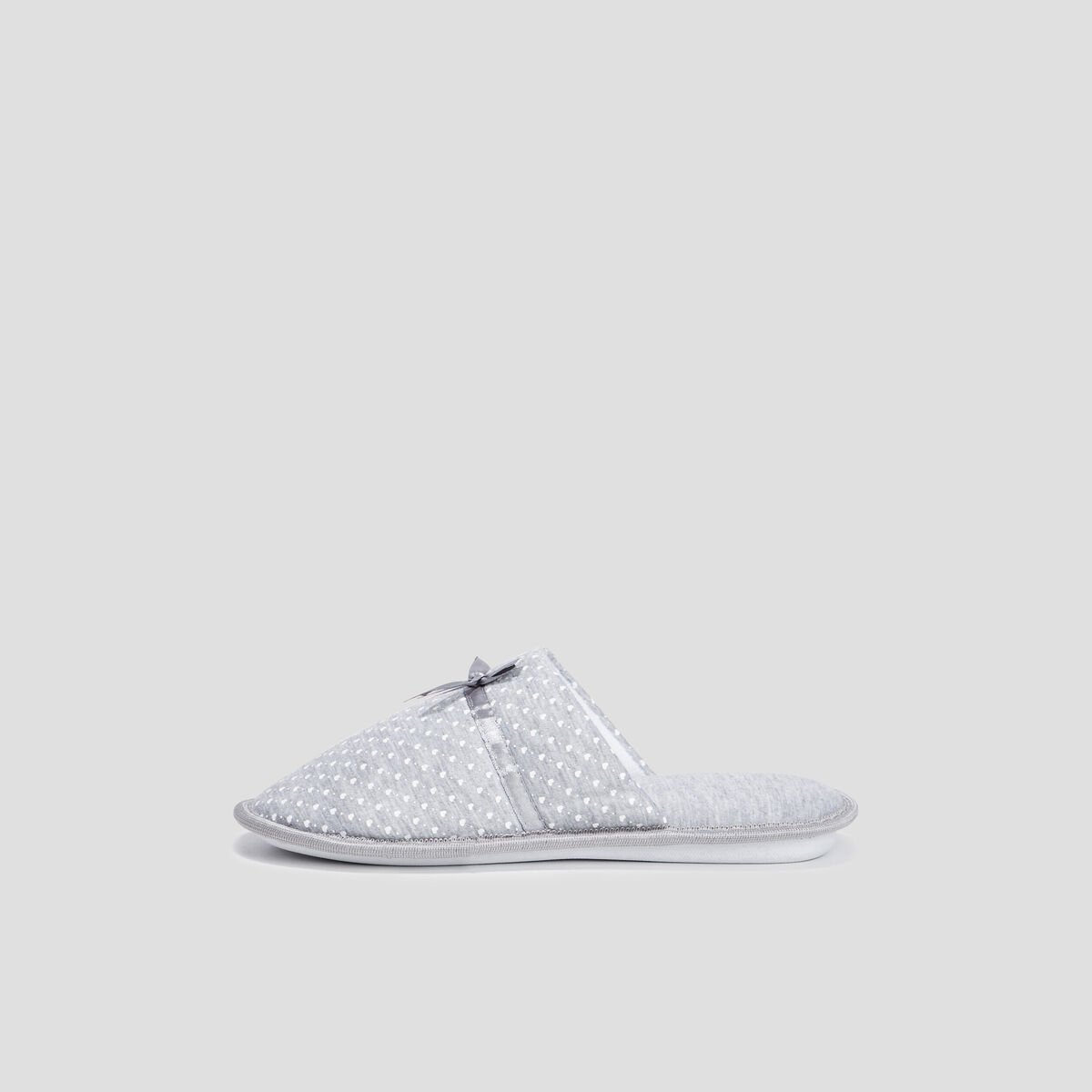 Chaussons mules petits coeurs gris femme