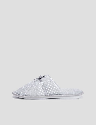 Chaussons mules petits coeurs gris femme