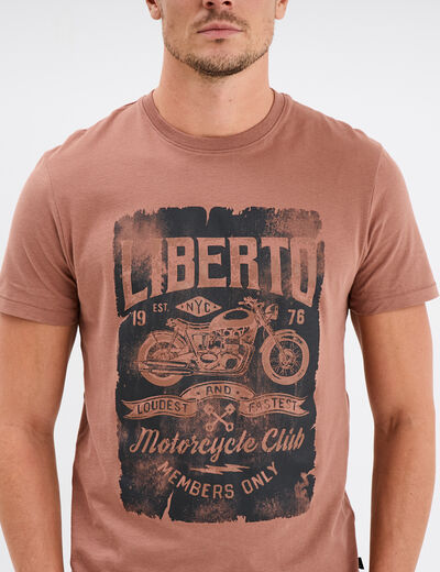 T-shirt manches courtes coton Liberto marron homme
