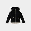 Doudoune courte capuche fausse fourrure noir femme