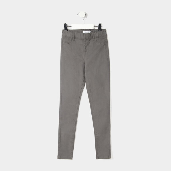Pantalon tregging ajustable en coton gris foncé fille