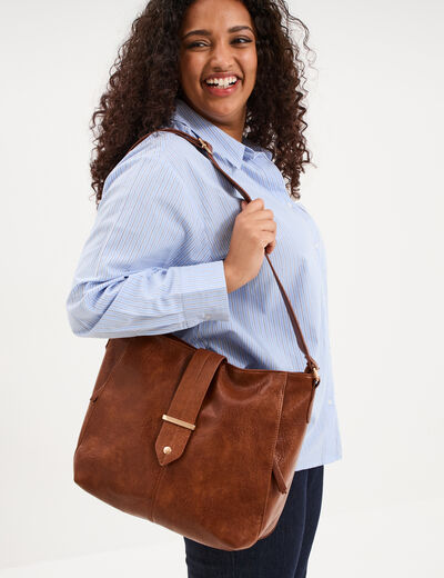 Sac port&eacute;-&eacute;paule marron cognac femme