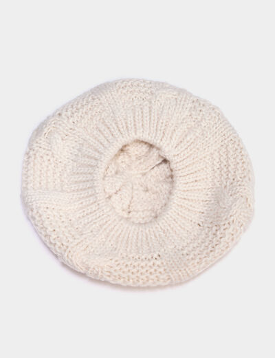 Béret tricoté avec torsades sable femme