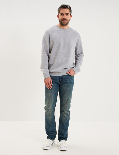 Sweat molleton col rond gris clair homme