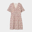 Robe courte col en V taille smock&eacute;e blanc femme