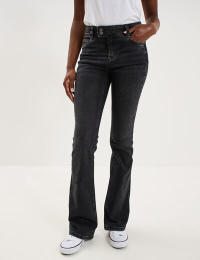 Jean flare taille basse denim noir femme