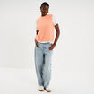 Pull sans manches col rond rose corail femme