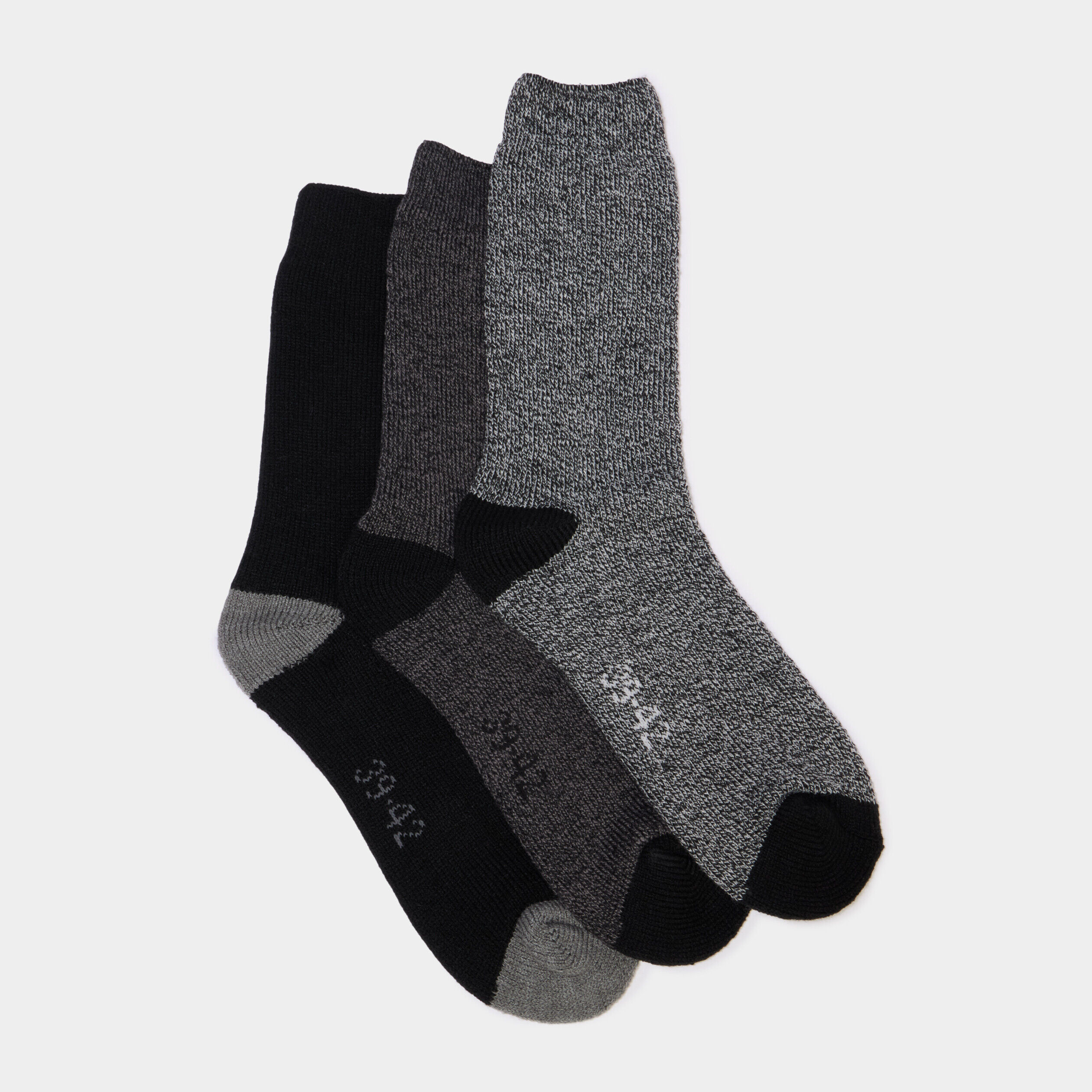 Lot 3 paires chaussettes thermiques noir homme LH