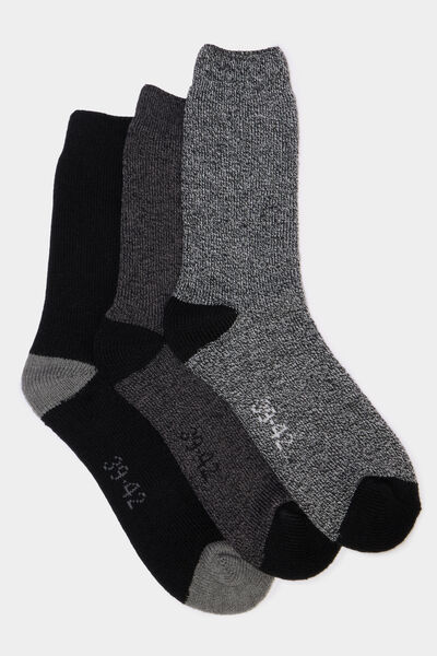 Lot 3 paires chaussettes thermiques noir homme