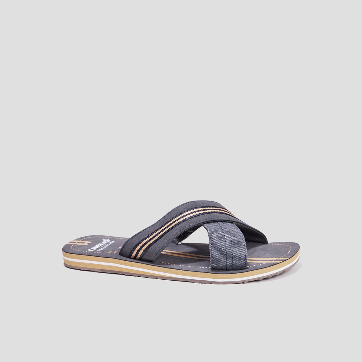 Mules brides larges croisées gris homme