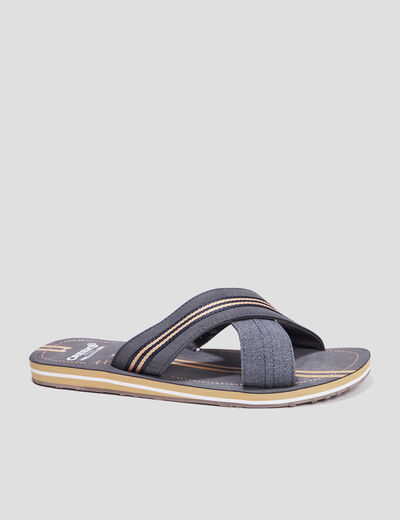 Mules brides larges croisées gris homme